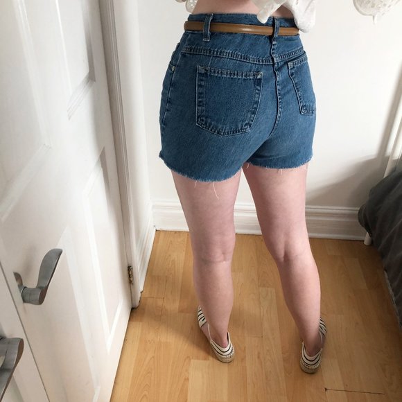 Vintage Denim Distressed High Waisted Jean Shorts - Picture 5 of 9